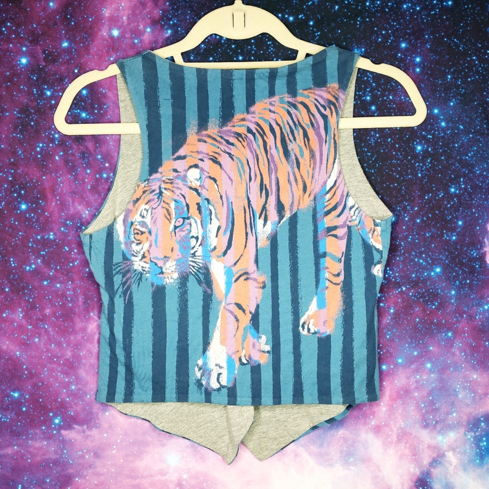 RARE Scrapbook Blue Stripe Tiger Vest Nordstrom